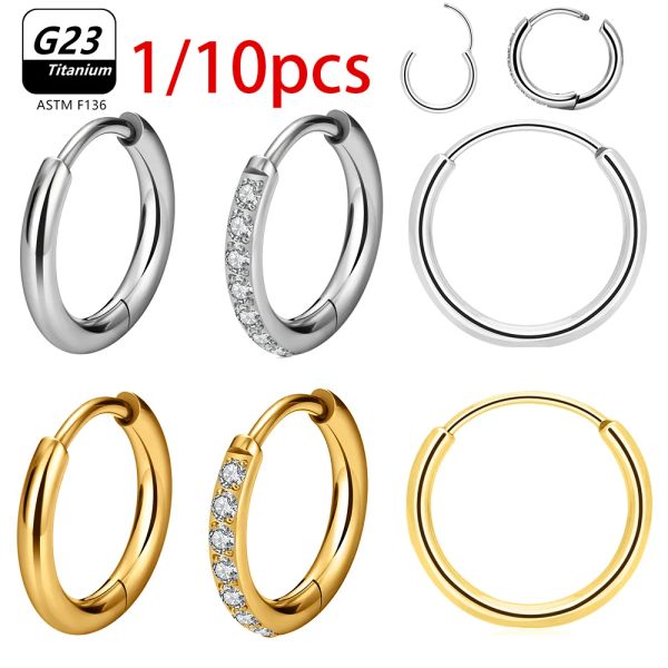 Ohrringe 1/10pcs G23 Titanie -Hoop -Ohrring für Frauen durch Piercing Nasenring ASTM F136 BODEL Schmuckzubehör Großhandel 2024 Neu