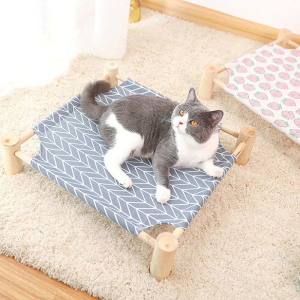 Tappetini da letto gatto casa esterna universale letto per animali domestici rimovibile per le amache per animali domestici per gatto piccolo cane durevole tela di legno tela