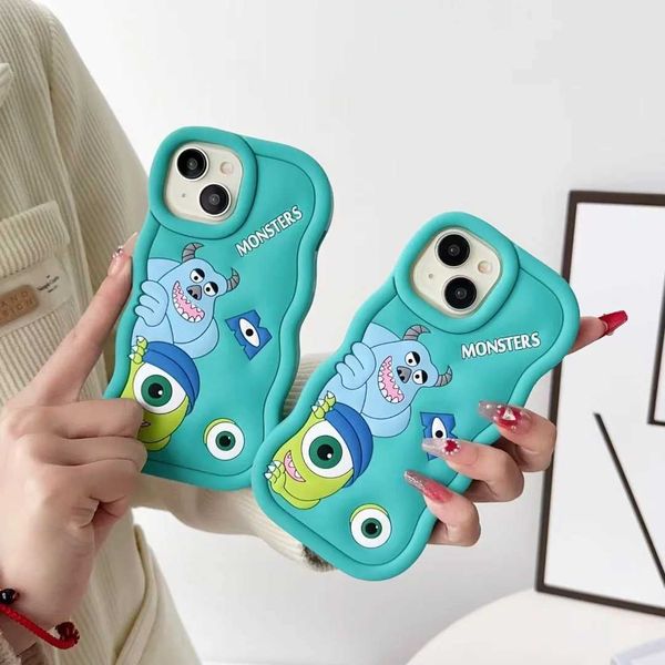 Cep Telefonu Tamirleri 3D Sulley Canavar Karikatür Silikon Telefon Kılıfı İPhone SE 7 8 Plus XS MAX XR 15 14 Pro Max 13 12 11 Dalga İyi qulity Kapak y240423