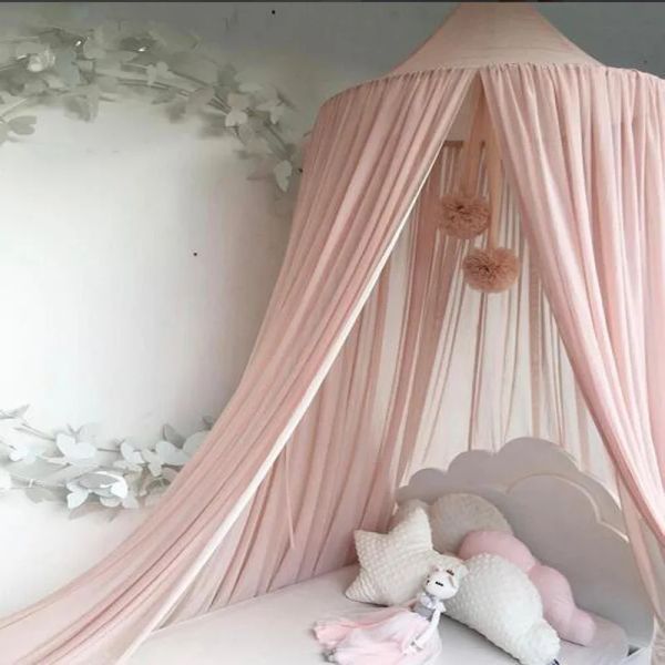 Set Chiffon Hung Dome Mosquito Net Kid Bambino Baby Bed Cover Copertina Biancheria Round Round Round Round Kids Kids Hanging Mosquito Net 240cm