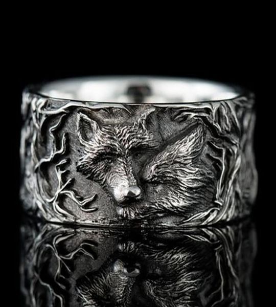 Schlafende Wolfsringe für Männer039s Vintage Curled Wolf Ring Persönlichkeit Hibernate Tierschmuck Ringe HipHop Männlich Ring Accessori1944738