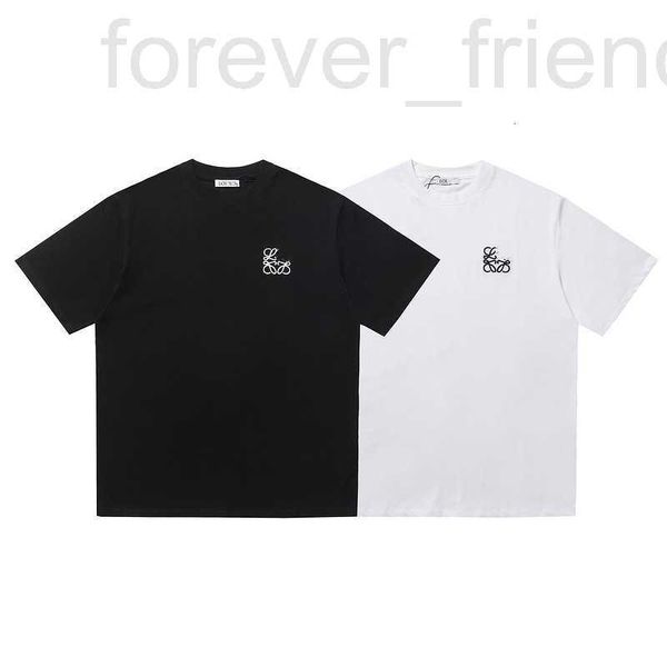 Erkek Tişörtler Tasarımcı Yüksek Versiyon Lo Yiwei Klasik Nakış Erkekler ve Erkekler İçin Küçük Etiket Çiftler Sıradan Gevşek Külot Kısa Kollu T-Shirt 260g Pamuk 5WG2