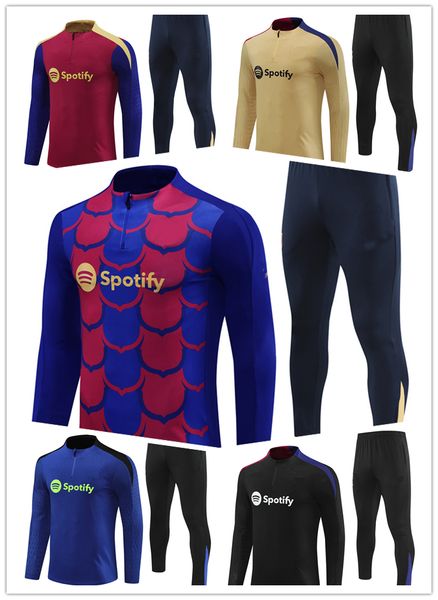 24 25 Barcelon Soccer Sportswear Distintante bordado de manga longa Manga longa Treinamento de futebol de zíper roupas 2024 Men Kit Kit Sweater Sweater Sweater Uniform