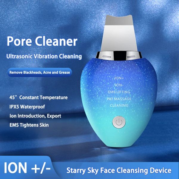 Strumento Schermo ad ultrasuoni Scrubber stellato Sky Color Face Cleaning EMS peeling pala ione facciale pulitore per la pelle di sollevamento della pelle