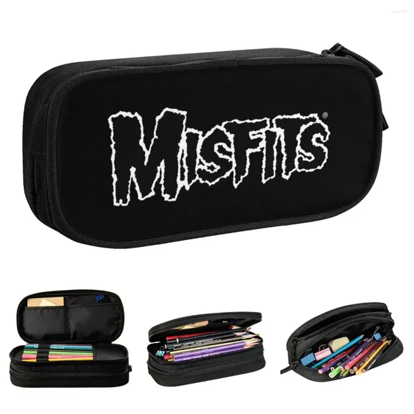 Black Misfits Criminson Ghost Band Pen Box Doppelte Layer Large-Kapazität Schulzubehör Fall Perfekte Geschenke