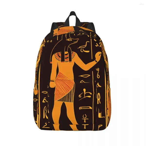 Рюкзак ноутбук ретро -египетские боги и древние иероглифы школьная сумка долговечность