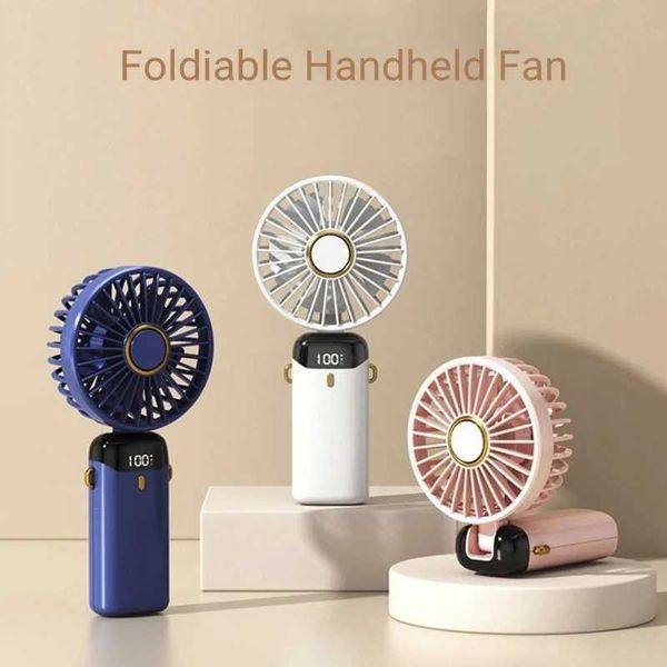 Diğer Aletler USB Şarj Mini Handheld Fan 5 Hızlı Dijital Ekran 90 Katlanır, böylece taban bir telefon tutucu olarak kullanılabilir J240423