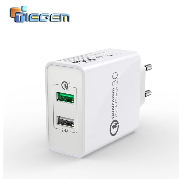 Chargers Tiegem 30W Quick Charge 3.0 USB Caricatore a parete Adattatore Eu US US US Universal Travel Charger Caricatore del telefono cellulare per Samsung iPhone