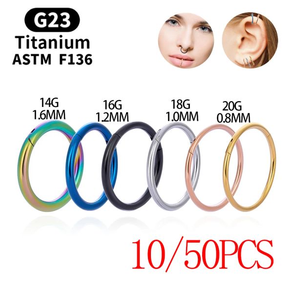 Ohrringe 10/50pcs Großhandel Runde G23 Titan Piercing Ohrringe Nasenring Hoops Septum Clicker Frauen Ohrknorpel Tragus Körperschmuck