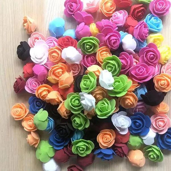 Fiori decorativi da 20 pezzi in schiuma multicolore Spola rosa testa artificiale bouquet decorazione per la casa fatta per la casa fatta per la festa