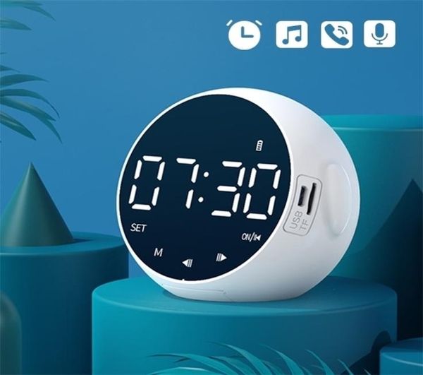 Portátil SERS SER Bluetooth Smart Display Clock TF Memory Card R Creative Chete Mirror Desktop Clocks Mini Music Player 221108980119