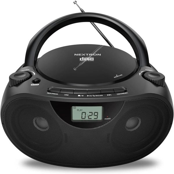 Player Portable Stereo CD Player Boombox con radio AM/FM, Bluetooth, USB, auxin, jack per cuffie, CDR/RW e CDS MP3 Compatibili,