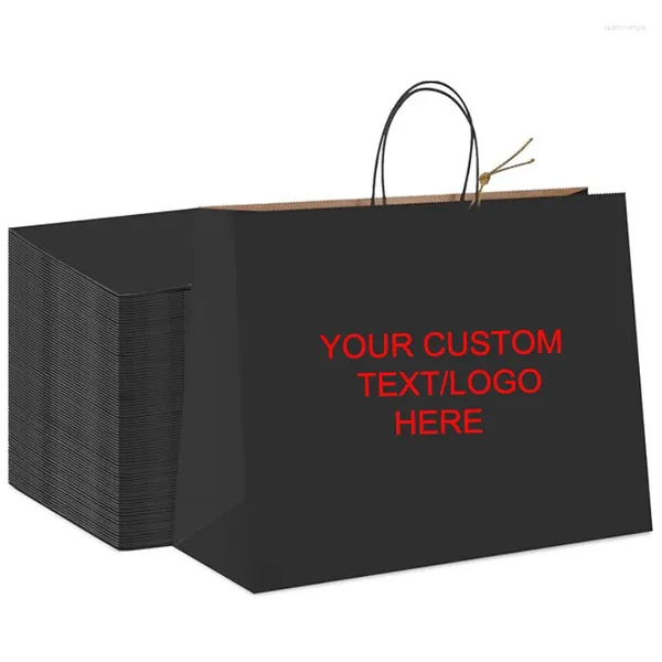 LOGO DE PRESENTE LOGO Custom Black Grandes bolsas 16x6x12 25pcs