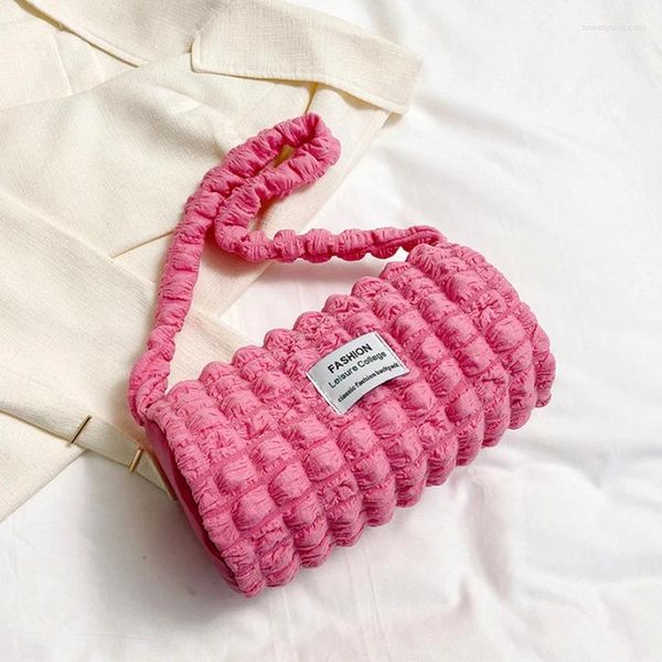 Bolsas de noite Bolsa de ombro de cilindro feminino de cor sólida Planidel de bolsa de bolsa de bolsa pequena de pista de bolsa de moda feminina