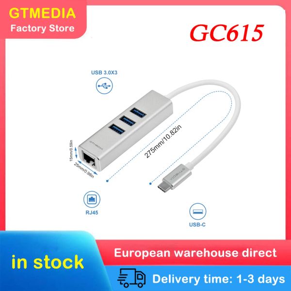 Hubs GTMedia USB 3.1 Hub Aluminium USB -Hub -Ethernet -Adapter 3 USB 3.0 Typ C Network Card RJ45 und USB C -Adapter für Mac Chromebook