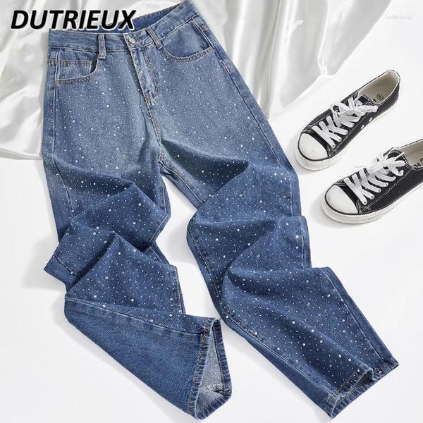 Jeans femininos High Street Stristomlestone Mulheres gorda Irmã gorda calças de jeans reta de perna larga Slimming Spring Summer Troushers