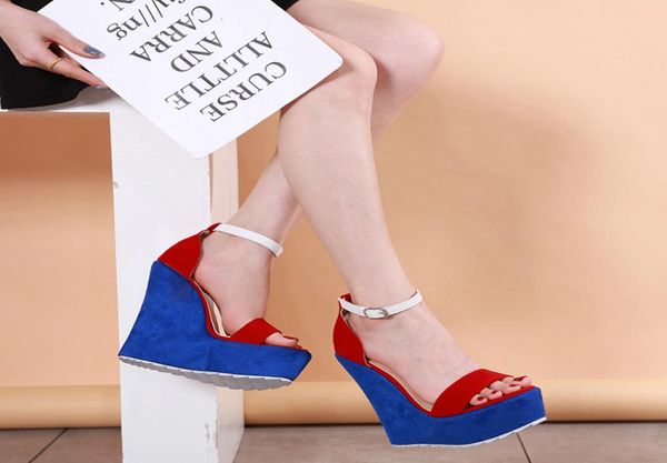 Designer Women Shoes Red Blue High Heel Plataforma de Custas Sandals33316934