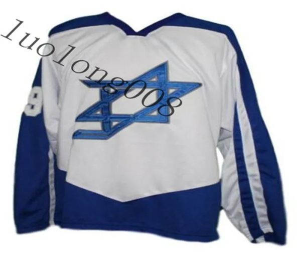 T-Shirts Custom 2020 Erkek Takımı İsrail Retro Hokey Jersey Herhangi bir sayı ve isim hokey gömleğini özelleştirin