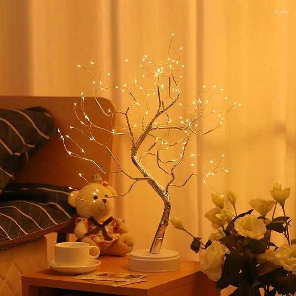 Настольные лампы лампы домашний декор подарок батарея с приводом на сенсорный переключатель теплый белый искусственный бонсай вишневый цветок