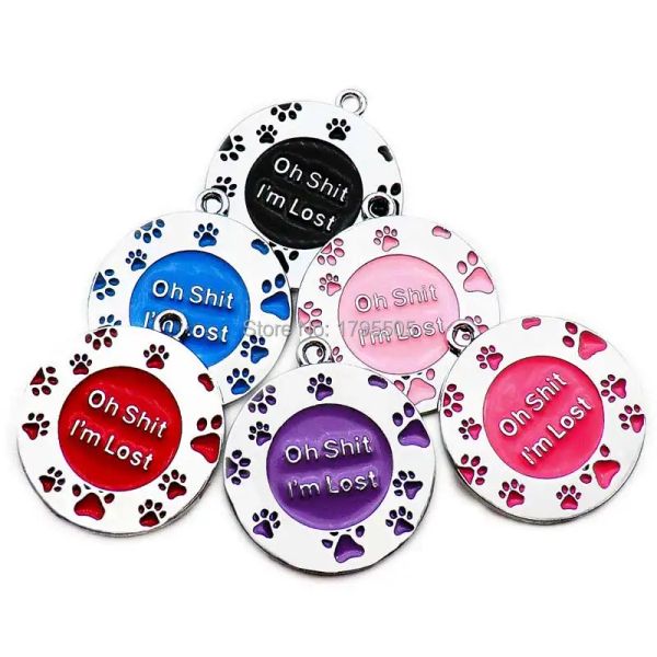 Tags all'ingrosso 20pcs 3D Paw Lost Dog ID round Two Sides Nome colorato Tag Pet Pet Pet fai da te Accessori per colletti pendenti fai -da -te