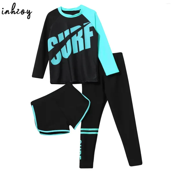 Swimwear's Swimwear Kids Rash Guard 3 pezzi Set da nuoto Swimsuit Secco Swim Protection Shorts Shorts Long Shorts Pants Swim Outfit da bagno