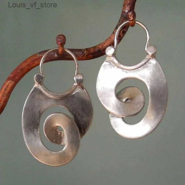 Leghielier Gypsy Curl Curl Metal Hoop Orecchini per donne gioielli Vintage Silver Silver Spiral avvolgimento Hanging H240424