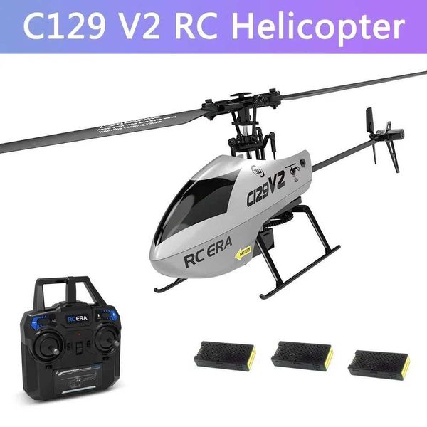 Aeronaves elétricas/RC C129 V2 RC Helicóptero de 6 canais Controlador remoto Helicóptero Charging Toy Drone Modelo UAV Outdoor Aircraft RC Toy T240422