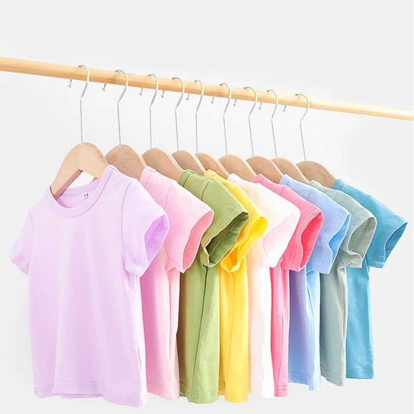 Camisetas 16 cores camiseta de crianças sólidas para meninos meninas algodão verão crianças tops tees de bebê tshirts roupas de blusa 12m 24m 2-12 anos h240423