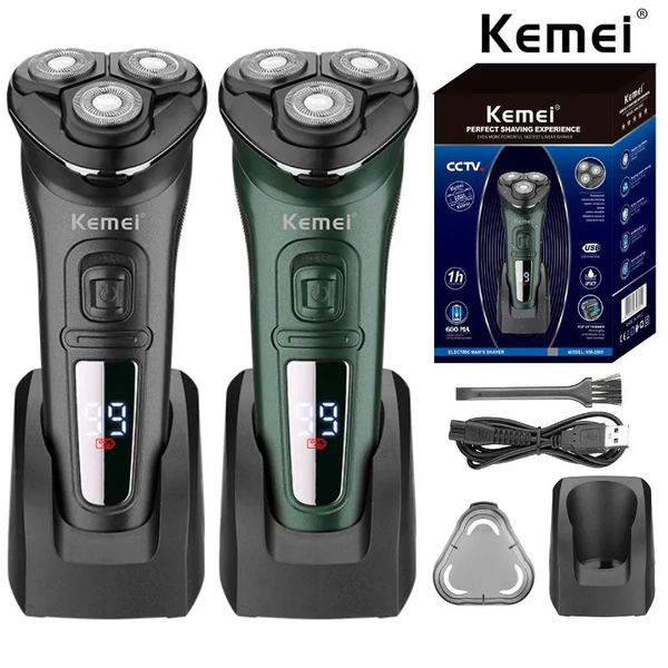 KEMEI 2805 LCD LCD IPX7 Raffitto elettrico impermeabile per uomini BEAD a secco bagnato rasatura per rasoio facciale Macchina ricaricabile 240420