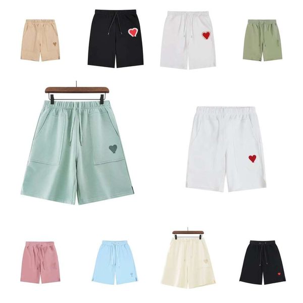 Designer -Shorts Paris Shorts lieben gestickte Feste Farbe Herren und Frauenschleifen Lose reines Baumwoll -Capris Sporthosen Strandhosen und Shorts Shorts