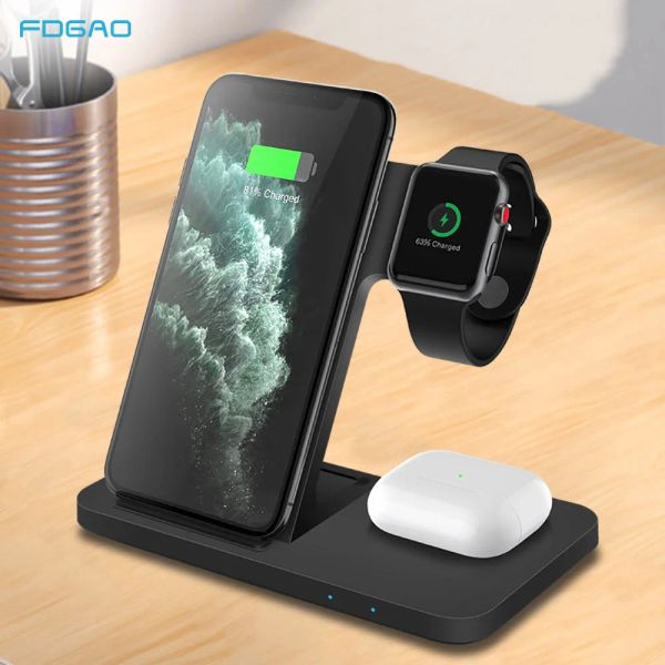 Chargers 25W Wireless Charger Stand Stand Fast Charging Dock Station para iPhone 14 13 12 11 XS XR x 8 Apple Watch 8 SE 7 6 5 4 AirPods Pro 3