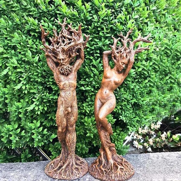 Estatuetas decorativas deusa floresta estátua de estátua resina árvore deus escultura ornamento artesanato de jardim de jardim de jardim de decoração de sala de decoração de sala de decoração
