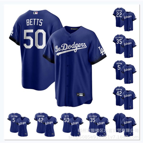 Dodgers bettswxw50kershaw#22 Nome do jogador da cidade azul bordada para mulheres
