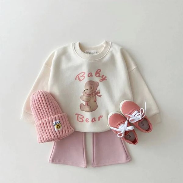 Sweatshirts Kleinkind Casual Lose Sweatshirts Baby Girls Cute Bear Pullover Tops 03y Infant Sweet Cotton Allmatch Long Sleeves T -Shirt