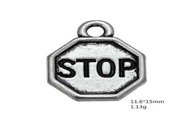 50pcs metal liga de zinco Charms Dangle Jewelry Letter Handmade Stop Stop Sign Pingents for DIY charme de jóias inteiras 31795279548533