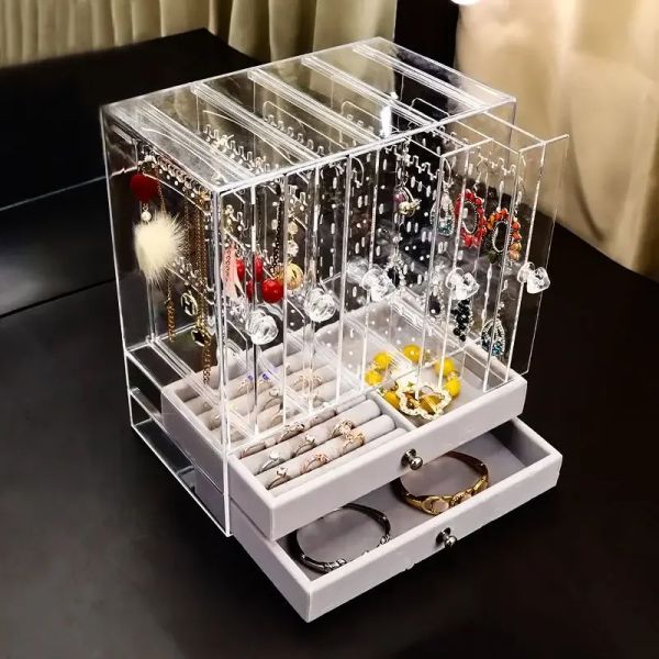 Странды Большого размера ювелирные коробки Организатор Прозрачные пластиковые ювелирные коробки для женских ожерелья серьги для браслета отображают аксессуары