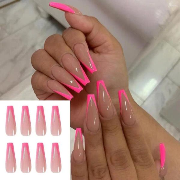 False Nails 24pcs/Box Coffin Long Coffin Strumento di manicure artificiale indossabile Falling French Ballerina Nails TIPS