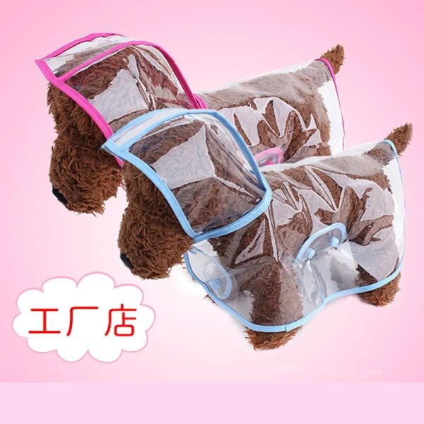 Regenmantel Haustierversorgungen Hunde Regenmantel Teddy kleiner und mittelgroßer Hund Neu transparent Plastik Fashion Poncho Haustier Regenmantel