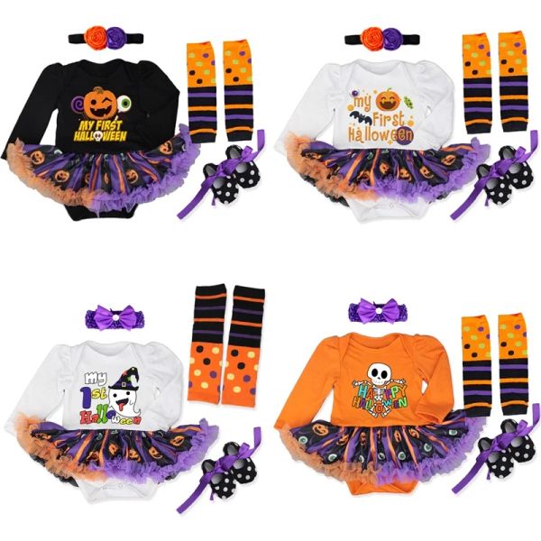 Costumes de Halloween de Halloween de Pumpa de Pumpa de Pumpa Infantil Vestido de Partido Infantil Vestido Bebe Skull Ghost Kid Roupfits Rouphit