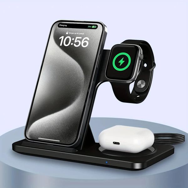 Caricabatterie pieghevoli 3 in 1 pad di caricabatterie wireless per iPhone 15 14 13 11 xr Apple Watch 8 7 6 AirPods Pro Fast Charging Dock Station