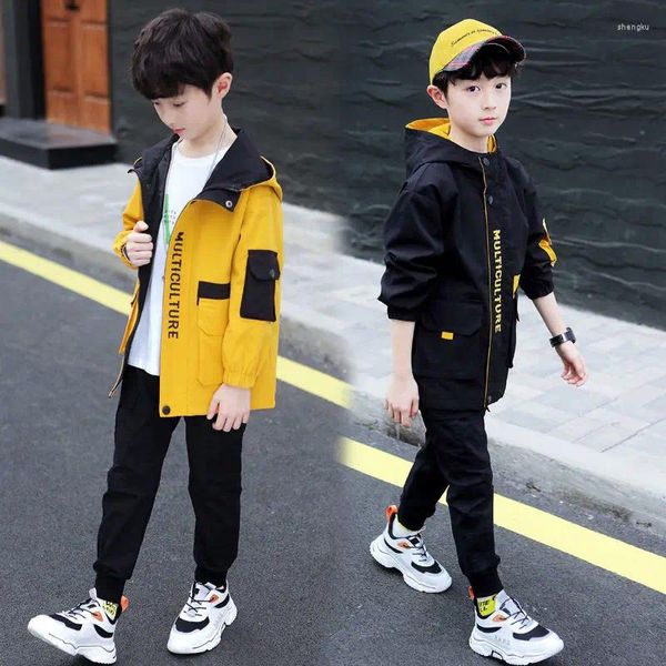 Giackets Boy Autunno Windbreaker Jacket Spring Cardigan Top Fashion in stile straniero abiti per bambini Teenage Baby cappo