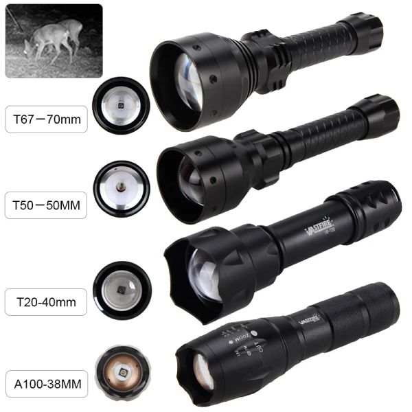 SCOPES 500 iarde T67 T50 T20 70mm/50mm/40mm Zoom Zoom Arma a infrarossi Light Tactical IR 850NM 1 MODE Night Vision Hunting Flashlight