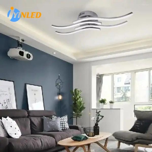 Luzes de teto Design de ondas modernas Flutunte Sixtle vende luz LED para salas de estar superficial montado com emissão branca quente