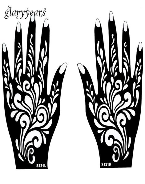 Whole1 par de mãos mehndi henna tatuagem estêncil padrão de flores design para mulheres pintura de arte corporal descartável 20cm 11cm S5862033