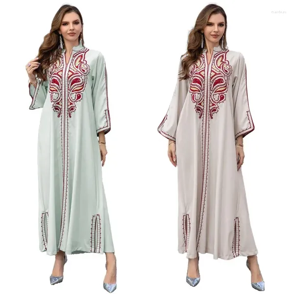 Ethnischer Kleidungsstil Abaya Türkei Stickerei Robe Ramadan Eid Muslim Frauen elegantes Partykleid Dubai Islamisch Kaftan Marokko Arabische Frau