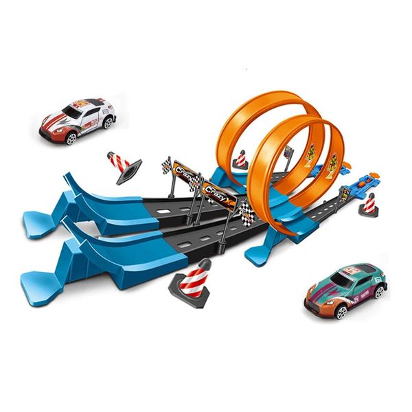 Racing Toys Track Stunt Speed Doppelauto -Räder Geschenk für Kinder DIY Rail Kits versammelten Model Jungen Mädchen Kinder Weihnachtsgeschenk 240422