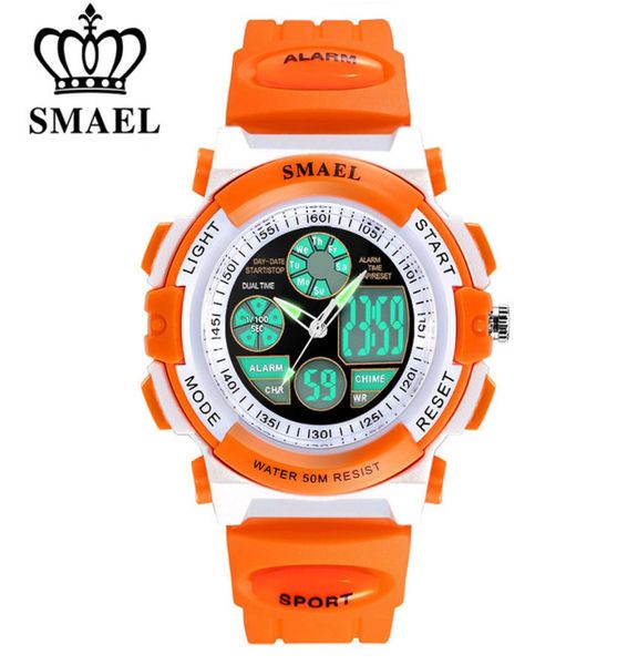 Smael Children 50m Waterproof Watchs Kids Kids Sports Cartoon Watch for Girl Boys Elastico Band Digital Double Time LED Owatch 4511607