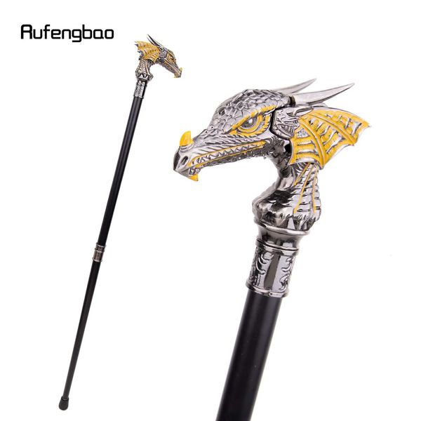 Gold Schwarzer Luxus -Drachen Kopf Walking Cane Fashion Decorative Wanderstock Gentleman Elegant Cosplay Cane Knob Crosier 93 cm 240416