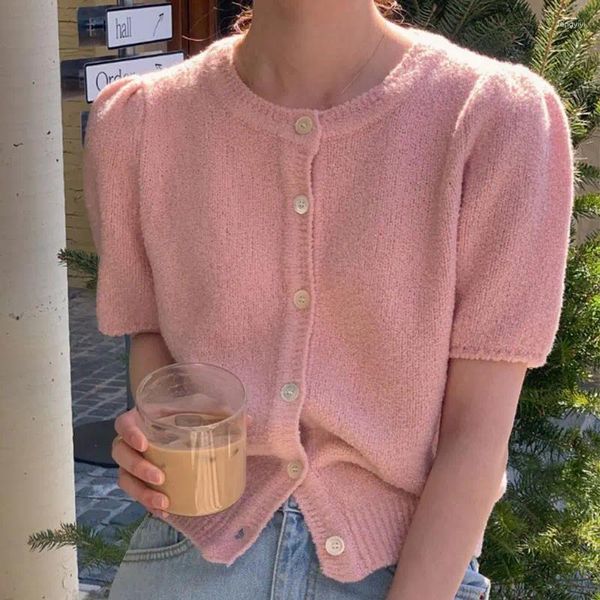 Frauen Strick koreanischen Stil Frühling Sommer Baumwollbonbonshülle dünne Kit -Strickjacke