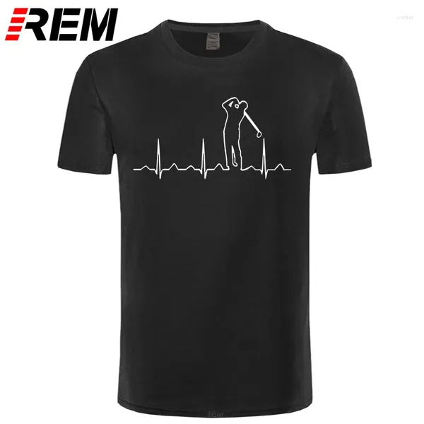 Herren-T-Shirts Rem T-Shirt's Golfer Heartbeat-Liebe Golfer Dad Premium S T-Shirt Kurzärmelte Baumwollhemd Tee